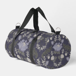 Symmetrisches dunkelviolettes Blumenmuster Duffle Bag