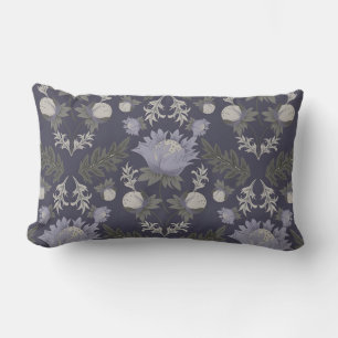 Symmetrisches dunkelviolettes Blumenmuster Lendenkissen