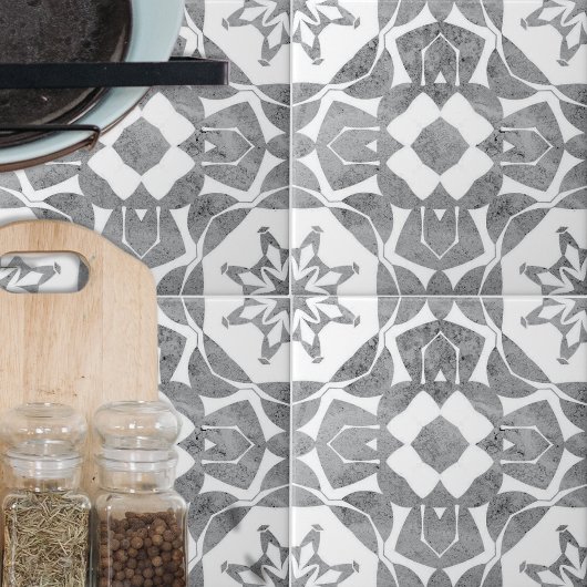 Symmetrisches elegantes, texturiertes, grau-weißes fliese