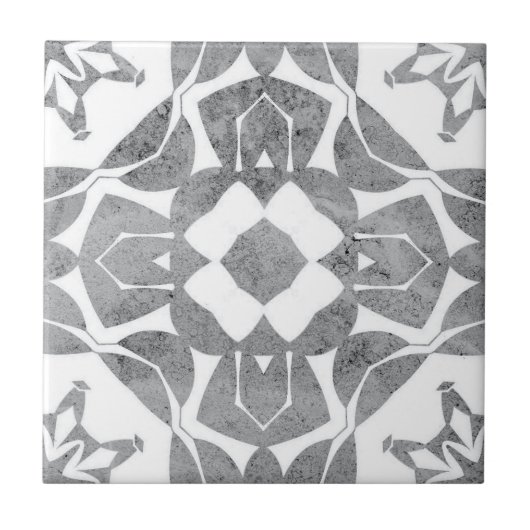 Symmetrisches elegantes, texturiertes, grau-weißes fliese (Vorderseite)