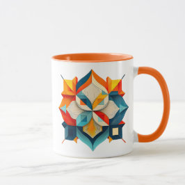 Symmetrisches geometrisches Bild mit farbigen Form Tasse