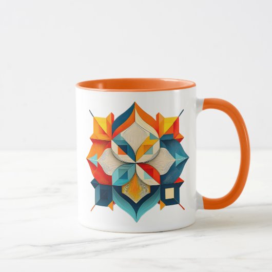 Symmetrisches geometrisches Bild mit farbigen Form Tasse (Rechts)