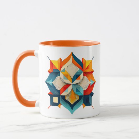 Symmetrisches geometrisches Bild mit farbigen Form Tasse (Links)