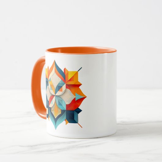 Symmetrisches geometrisches Bild mit farbigen Form Tasse (Vorderseite Links)