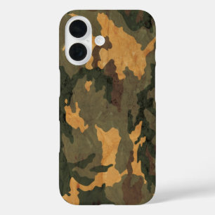 Symmetrisches Grunged Grün Beige Oliv-Tarnmuster iPhone 16 Hülle