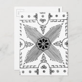 Symmetrisches indonesisches Muster der textilen Bl Postkarte (Vorne/Hinten)