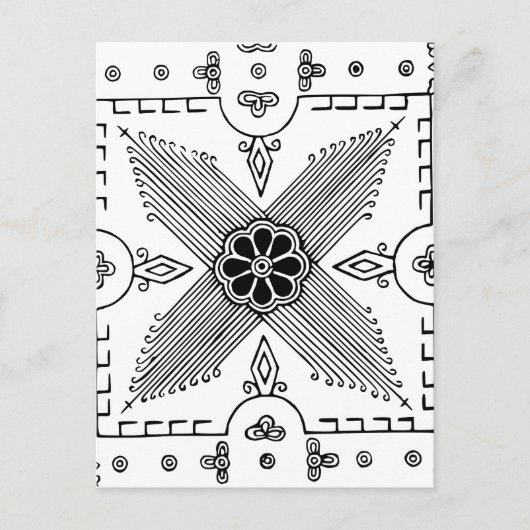 Symmetrisches indonesisches Muster der textilen Bl Postkarte (Vorderseite)