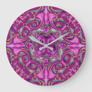 Symmetrisches Muster (ähnlich wie Azulejos) Große Wanduhr