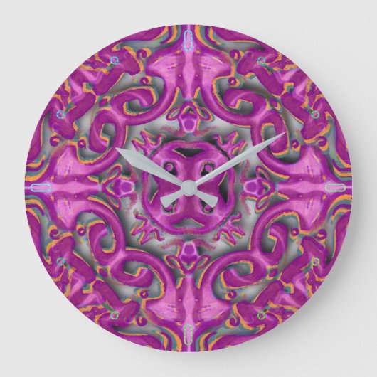 Symmetrisches Muster (azulejos like) Große Wanduhr (Vorderseite)