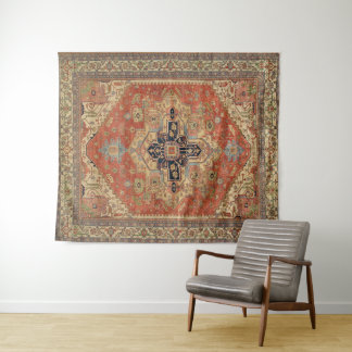 SYMMETRISCHES PERSISCHES VINTAGE-MUSTER WANDTEPPICH