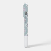 Symmetrisches rosa Blume gepolstertes Muster auf E iPhone Hülle (Linke Seite)