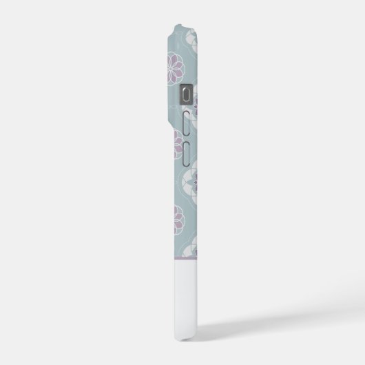 Symmetrisches rosa Blume gepolstertes Muster auf E iPhone Hülle (Linke Seite)