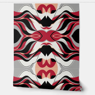 Symmetrisches rotes und schwarzes abstraktes Fluss Tapete