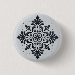 Symmetrisches schwarzes Filigran-Ornament Button