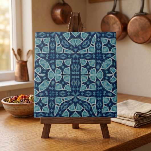 Symmetrisches Soft Blue und Indizien Fliese