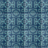 Symmetrisches Soft Blue und Indizien Fliese
