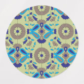 symmetrisches Textildesign mit blau und oder Etiketten (Design 1)