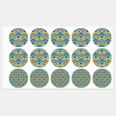 symmetrisches Textildesign mit blau und oder Etiketten (Blatt)