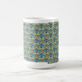 symmetrisches Textildesign mit blau und oder Kaffeetasse (Mittel)