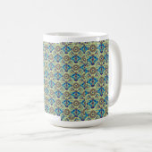 symmetrisches Textildesign mit blau und oder Kaffeetasse (VorderseiteRechts)