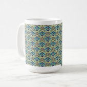 symmetrisches Textildesign mit blau und oder Kaffeetasse (Vorderseite Links)