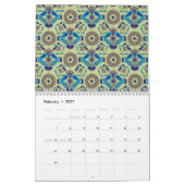 symmetrisches Textildesign mit blau und oder Kalender (Feb 2027)