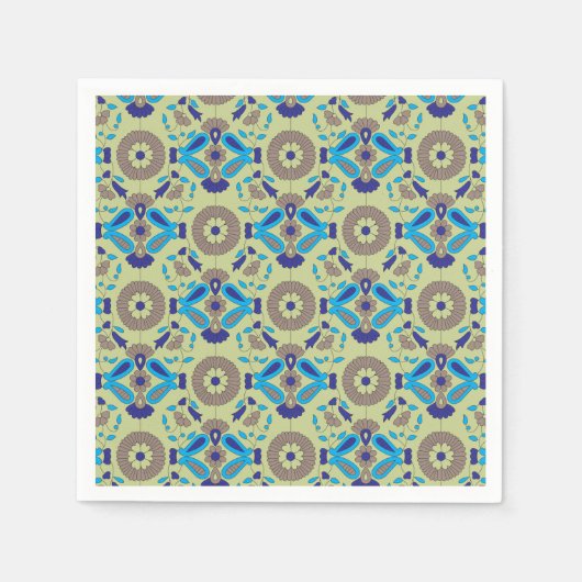 symmetrisches Textildesign mit blau und oder Serviette (Vorderseite)