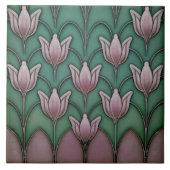 Symmetrisches Violet Lila Blue Tulips Wanddekor Fliese (Vorderseite)