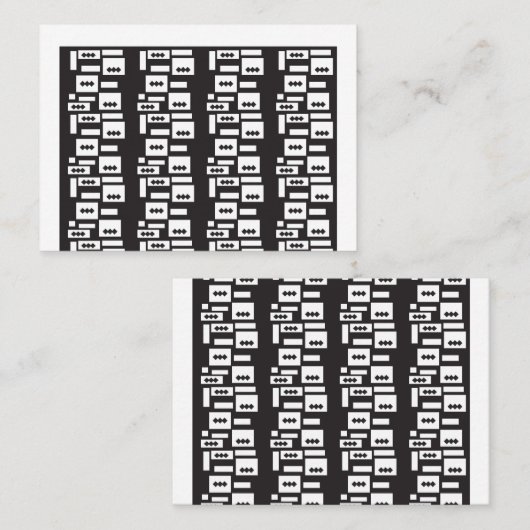 Symmetrisches, weißes geometrisches Design mit kna Platzkarte (Vorne/Hinten)