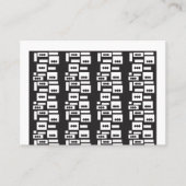 Symmetrisches, weißes geometrisches Design mit kna Platzkarte (Vorderseite)