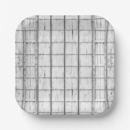 Symmetrisches, weißes Holzmuster Pappteller