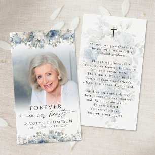 Sympathie Blaue Blumen Foto Kreuz Gebetskarte