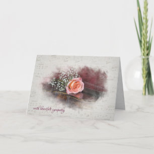 Sympathie-Rosarote Rose auf Violine Karte