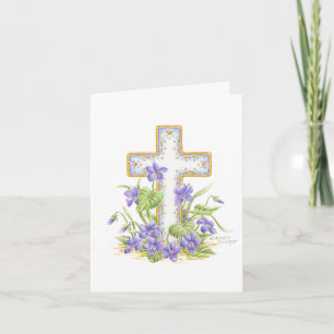 Sympathie-Veilchen-Kreuz-Trost-Friedenskarte Karte
