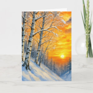 Sympathie-Wasserfarbe-Winterbirken Karte