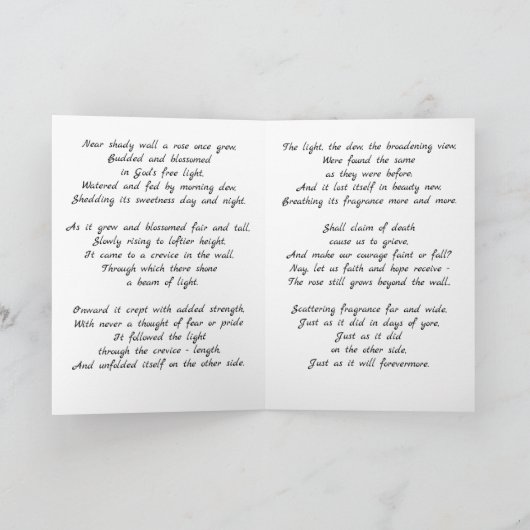 Sympathieausweis Die Rose wächst noch jenseits der Karte (Innenseite)