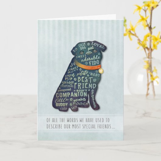 Sympathiekarte des Mops - mit allen Worten Karte (Gelbe Blume)