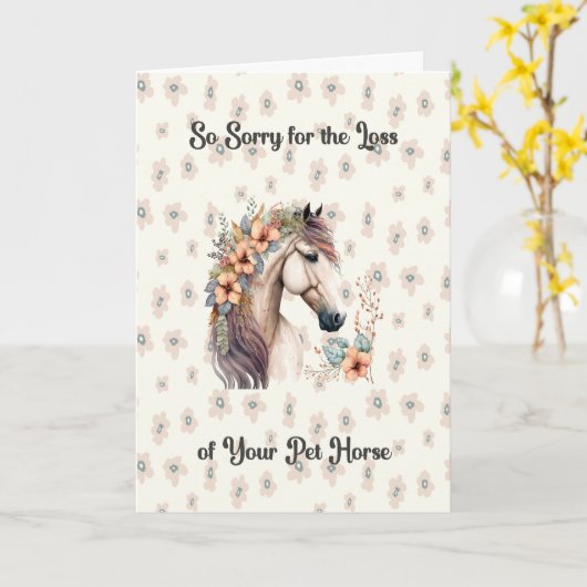 Sympathiekarte für Pferde mit Begleiter in Pfirsic Karte (Gelbe Blume)