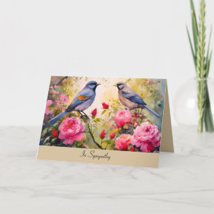 Sympathiekarte mit Vögeln und Rose Dankeskarte