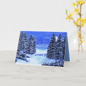 Sympathische Karte in blauer Bergszene blau innen (Gelbe Blume)