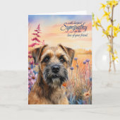 Sympathy Border Terrier Dog Wildflower Meadow Karte (Gelbe Blume)