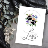 Sympathy Card Cute Graceful Floral Wreath Pet Paw Einladung