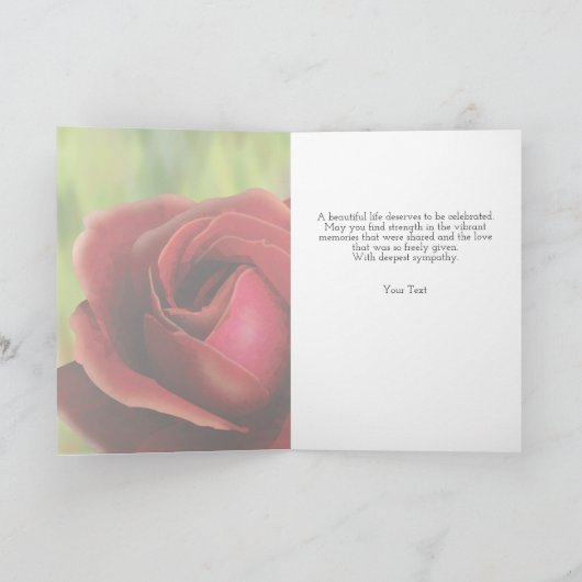 Sympathy Card: Deep Red Rose Customizeable Karte (Innenseite)