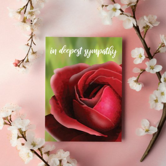 Sympathy Card: Deep Red Rose Customizeable Karte