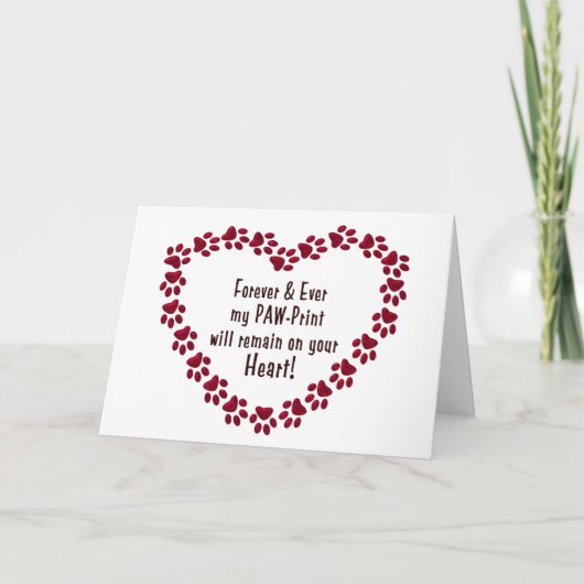 SYMPATHY CARD FOR LOSS OF PET - PAW-PRINTS/HEART KARTE (Vorderseite)