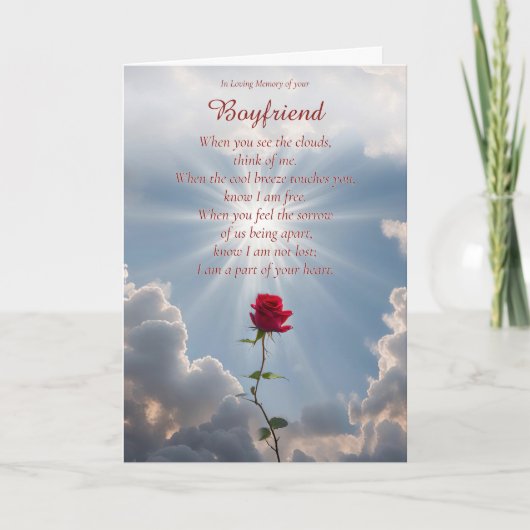 Sympathy Card für den Verlust der Rote Rose eines Karte (Vorderseite)