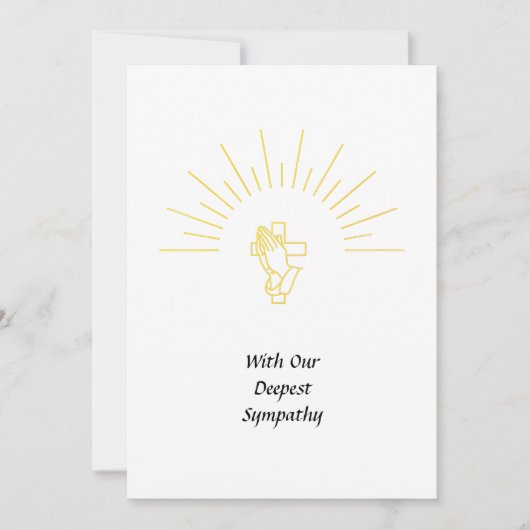 Sympathy Card Gebet Hände Kreuzspirituelles Weiß (Vorderseite)