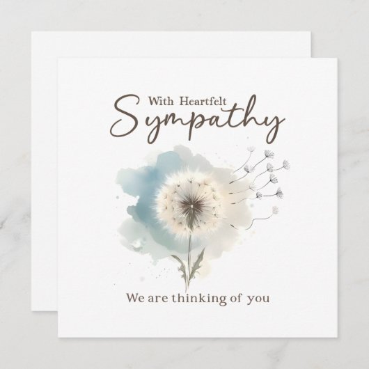 Sympathy Card Watercolor Dandelion (Vorne/Hinten)