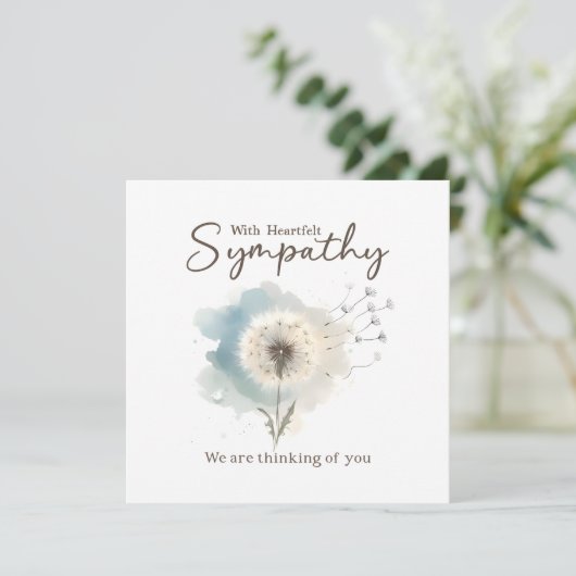 Sympathy Card Watercolor Dandelion (Stehend Vorderseite)