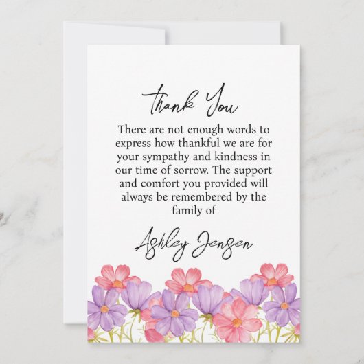 Sympathy Cosmos Photo Funeral Thank You Card Dankeskarte (Rückseite)